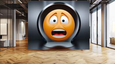 3D Surprised Frightened Face Emoji Representation Wall mural