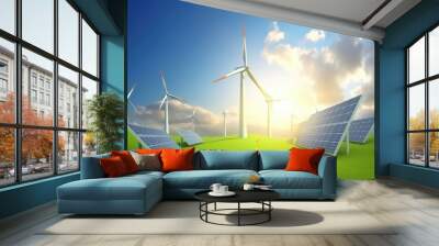 A clean energy concept to reduce climate change created with generative AI technology. Wall mural