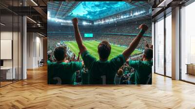 A large  stadium filled with football fans who are cheering for their team. Concept of sport, competition,support, Wall mural