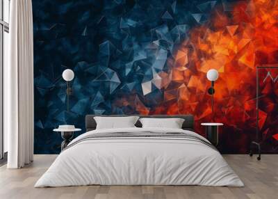 Abstract background with vibrant blue and orange geometric shapes Wall mural