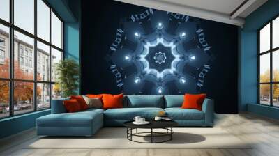 Abstract blue space tunnel 3d illustration wallpaper background Wall mural