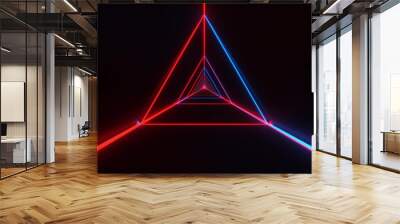 abstract stylish red blue wireframe triangle design with nice reflections background 3d illustration Wall mural