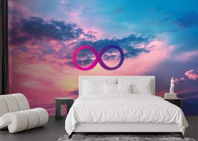 An infinity symbol silhouette floating in the evening sky with beautiful gradation Wall mural