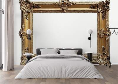 An ornate gold frame on a white background. Wall mural