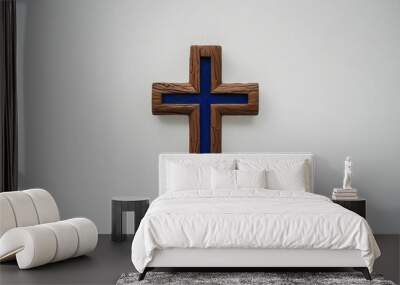 Ash Cross Symbol on White Background Ideal for Prayer and Meditation Wall mural