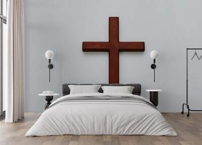 Ash Wednesday Christian Cross Image on Clean White Background Wall mural