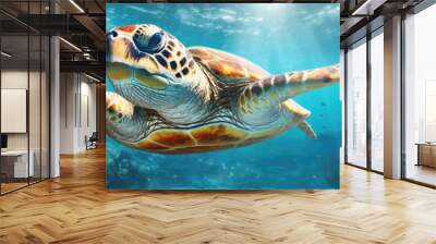 big sea turtle swimming underwater Wall mural