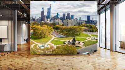 Drone view on the Philadelphia Skyline Wall mural