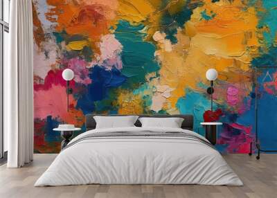 Bold Abstract Grunge Texture Featuring Rich Oil Painting Colors Wall mural