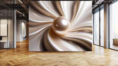 Bright Abstract Pearl Surface with Glowing Waves and Smooth Lines Wall mural