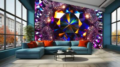 Bright Shiny Sparkling Crystal Texture with Colorful Light Effect Wall mural