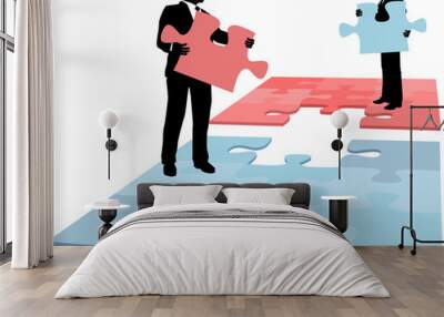 business people puzzle piece solution collaboration merger Wall mural