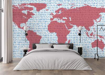 Earth data world map statistics in sea of numbers Wall mural