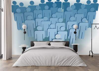 Group company congregation or population of 3D symbol people Wall mural