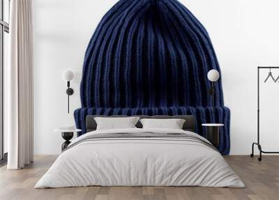 Navy Blue Beanie isolated on white background Wall mural