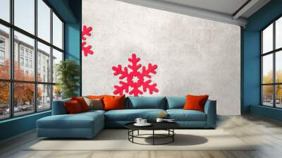 Christmas decoration red snowflakes over winter background Wall mural