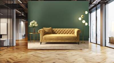 Classic elegant luxurious green interior with empty wall Wall mural