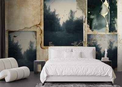 Classic Worn Photographs Featuring Light Leaks, Film Grain, and Textured Overlays with a Vintage Aesthetic Background Wall mural