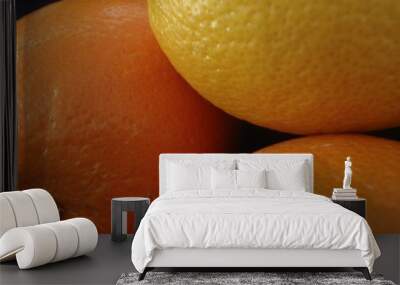 Close up of 2 oranges and a lemon Wall mural