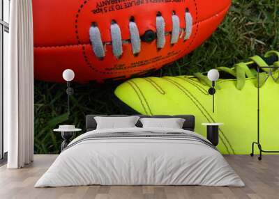 Close up of a football boot and football Wall mural