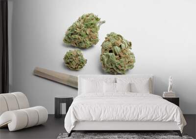 Close up of Charlie Sheen medical marijuana buds and weed joint Wall mural