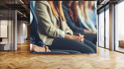 Close Up Of Unrecognizable Job Applicants Waiting For Interview Wall mural