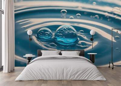 Closeup of Bubbles in Water with Blue Liquid Texture Wall mural