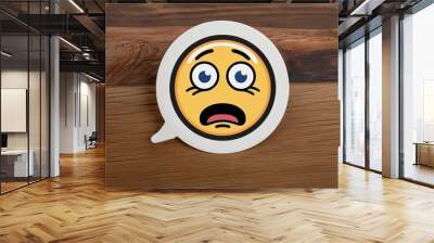 Confused Face Emoji Sticker for Shocked Reactions Wall mural