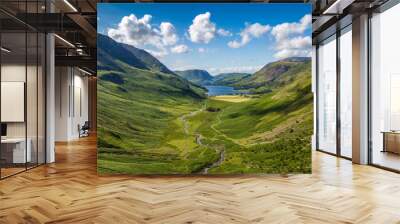 View from Green Crag overlooking Warnscale Bottom, The Lake District, Cumbria, England Wall mural