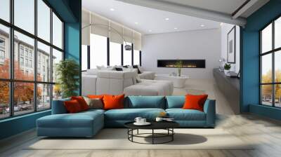 contemporary interior, a living room with a flat gas fireplace Wall mural