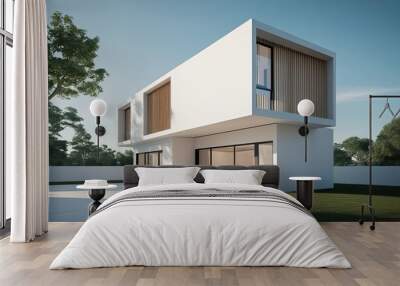 Contemporary Minimalist 3D Renderings of Architectural Structures with Clean Lines Wall mural