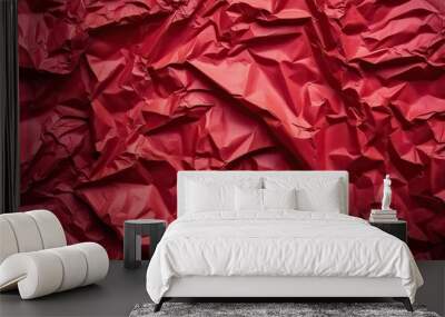 Crumpled Red Paper Texture for Vintage Wallpaper and Artistic Backgrounds Wall mural