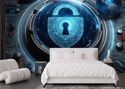 Cyber security symbol logo cyberspace internet Wall mural