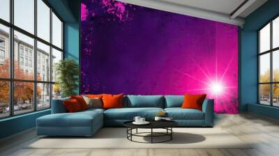 Dark Purple and Pink Grungy Texture with Bright Light Glow - Abstract Background Template Wall mural