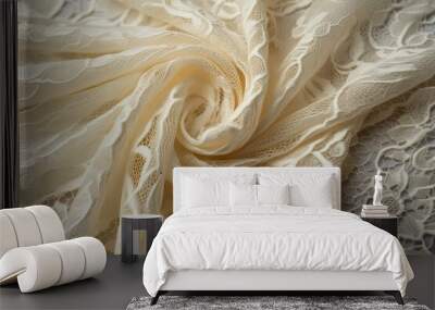 Delicate Cream Lace Design with Natural Flow and Serene Illumination Wall mural