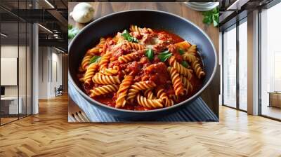 Delicious Rotini Pasta with Savory Marinara Sauce for a Tasty Italian Dinner Wall mural