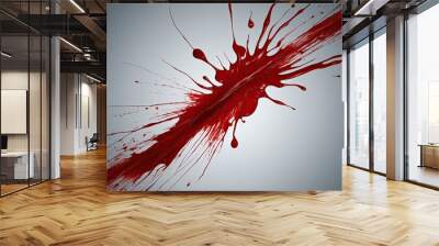 Disturbing Red Smear and Gruesome Blood Trail on White Background Wall mural