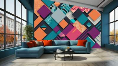 Dynamic Colorful Geometric Abstract Patterns and Shapes Background Wall mural