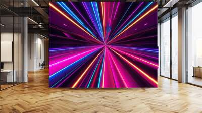 Dynamic Neon Abstract Art with Energetic Patterns and Vivid Colors Wall mural