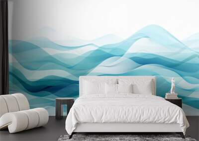 Elegant abstract design with smooth blue waves resembling calm sea patterns, ideal for summer themes Wall mural