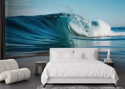 Elegant Ocean Wave with Bubbles Splashing on Pristine Surface Wall mural