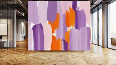 Ethereal Lilac Tangerine Acrylic Oil Painting Brush Stroke Artwork Wall mural