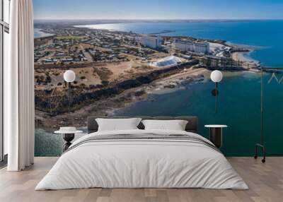 Aerial panoramic view of Thevenard, which is a port town 3 kilometres south-west of Ceduna, South Australia Wall mural