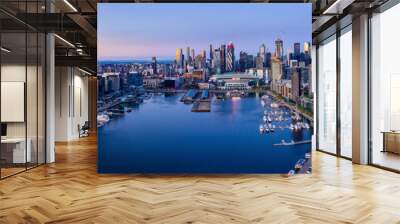 Aerial view of Melbourne's docklands precinct with the CBD in the background Wall mural