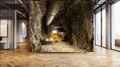 Mining load truck being filled with ore by an excavator underground in a mine site in Australia Wall mural