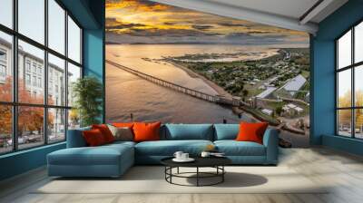 Sunrise view of the famous 6km long sugar cane jetty at Lucinda in Far North Queensland, Australia Wall mural