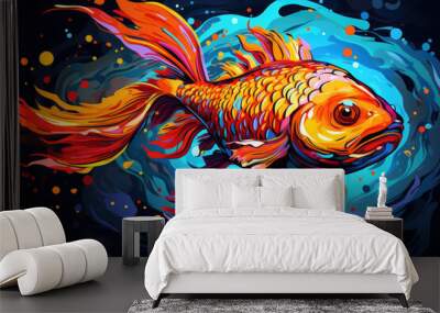 Fish in modern colorful pop art style Wall mural