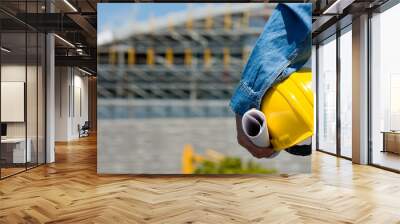 a construction worker or foreman at a construction site Wall mural