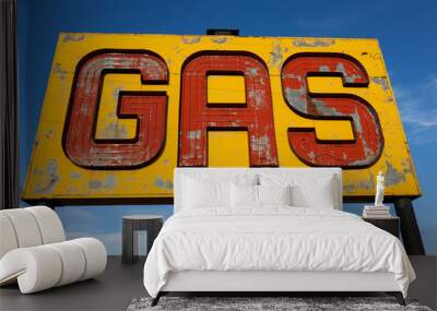 an antique, vintage gas sign on route 66 Wall mural