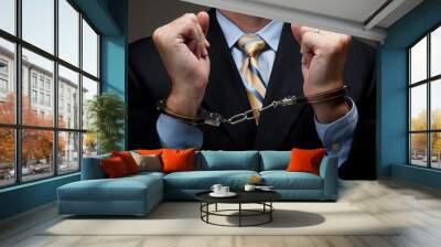 Business man in handcuffs Wall mural